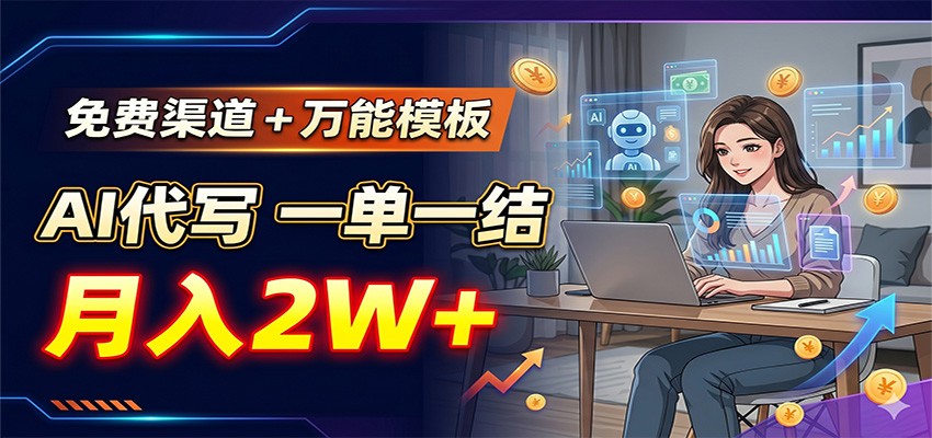 免费渠道+万能模板，AI代写一单一结，月入2W+-易工具