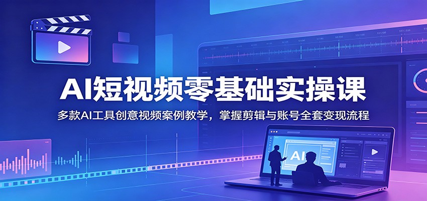AI短视频零基础实操课：多款AI工具创意视频案例教学，掌握剪辑与账号全套变现流程-易工具