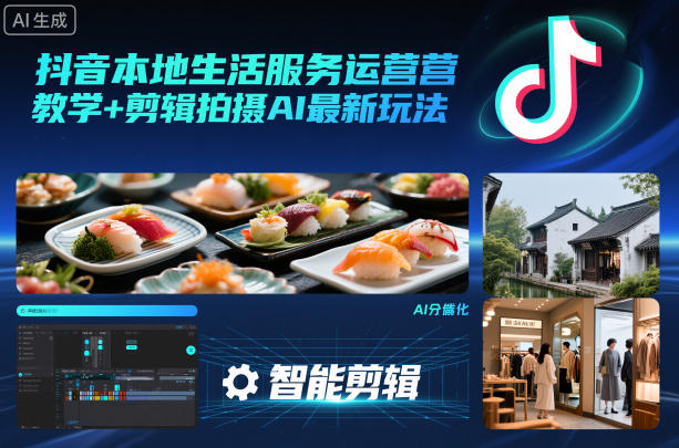 抖音本地生活服务运营教学+剪辑拍摄AI最新玩法-易工具