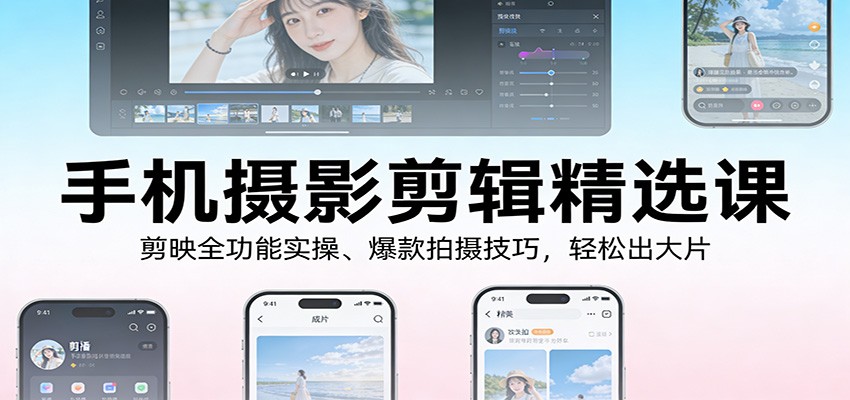 手机摄影剪辑精选课:剪映全功能实操、爆款拍摄技巧,轻松出大片-易工具