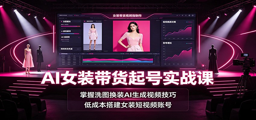 AI女装带货起号实战课:掌握洗图换装AI生成视频技巧,低成本搭建女装短视频账号-易工具