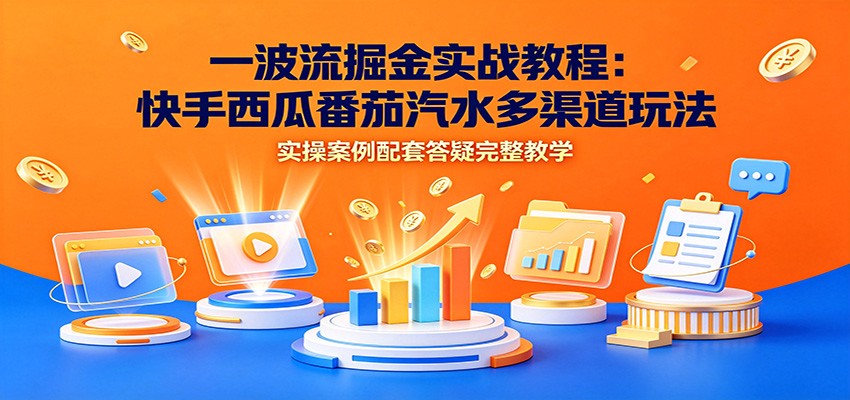 一波流掘金实战教程:快手西瓜番茄汽水多渠道玩法,实操案例配套答疑完整教学-易工具