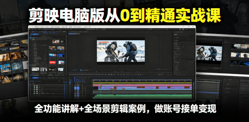剪映电脑版从0到精通实战课，全功能讲解+全场景剪辑案例，做账号接单变现-易工具