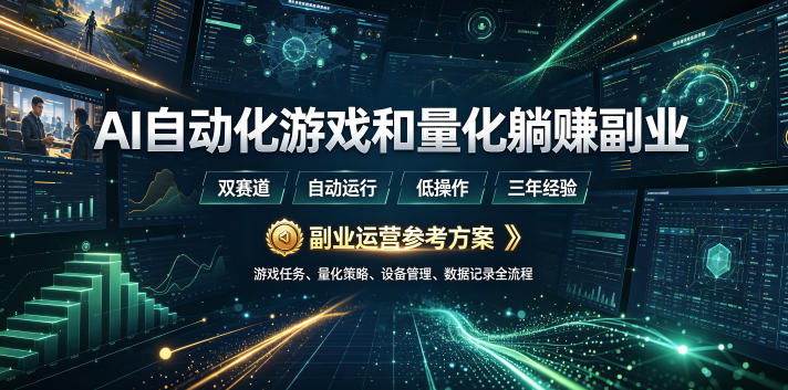 AI自动化游戏和量化躺賺副业：日入几张，稳定运行三年的项目！【揭秘】