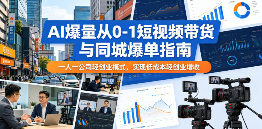 AI爆量从0-1短视频带货与同城爆单指南，一人一公司轻创业模式，实现低成本轻创业增收-易工具