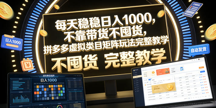 每天稳稳日入1000,不靠带货不囤货,拼多多虚拟类目矩阵玩法完整教学【揭秘】-易工具