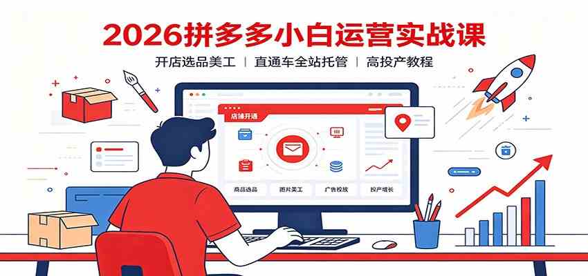 2026拼多多小白运营实战课:开店选品美工,直通车全站托管高投产教程-易工具