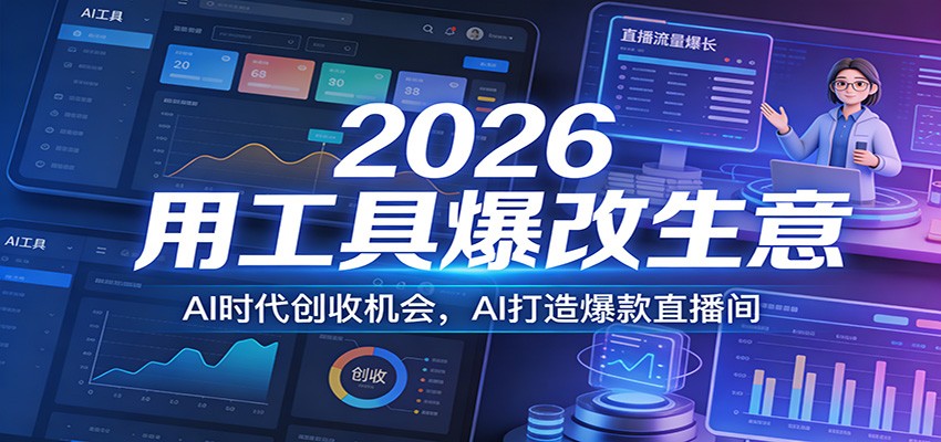 2026用工具爆改生意,AI时代创收机会,AI打造爆款直播间-易工具