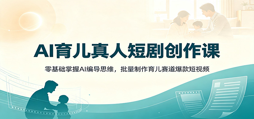 AI育儿真人短剧创作课:零基础掌握AI编导思维,批量制作育儿赛道爆款短视频-易工具