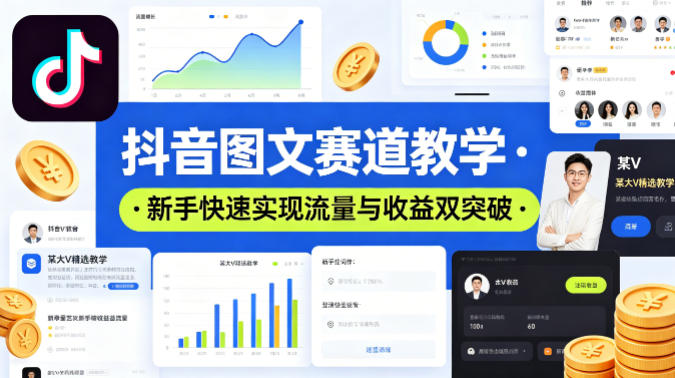 抖音图文赛道教学，某大V精选教学，新手也能快速实现流量与收益双突破-易工具