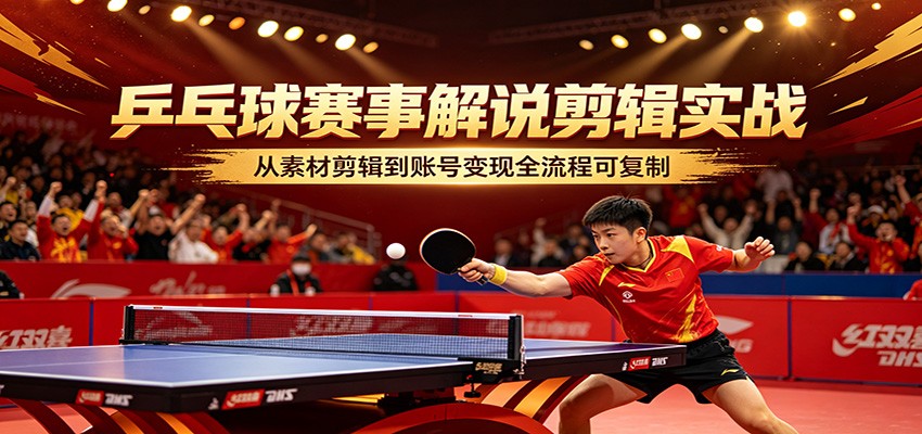 乒乓球赛事解说剪辑实战，从素材剪辑到账号变现全流程可复制-易工具