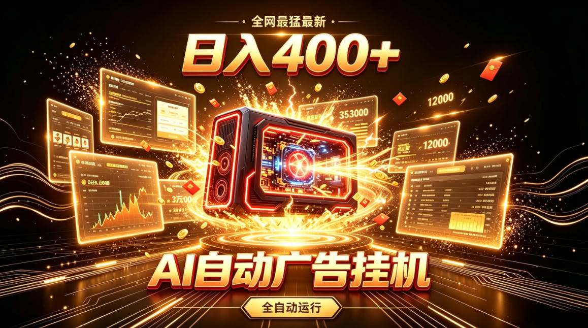 全网最猛最新的AI自动广告挂G,狠收益日入400+,真正做到躺賺式变现【揭秘】-易工具