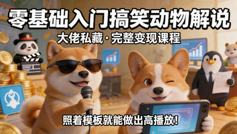 零基础入门搞笑动物解说，大佬私藏完整变现课程，照着模板就能做出高播放-易工具
