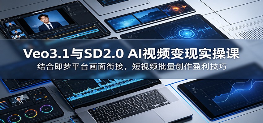 Veo3.1与SD2.0 AI视频变现实操课课：结合即梦平台画面衔接，短视频批量创作盈利技巧-易工具