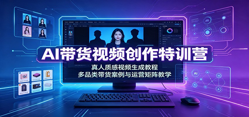 AI带货视频创作特训营:真人质感视频生成教程,多品类带货案例与运营矩阵教学-易工具