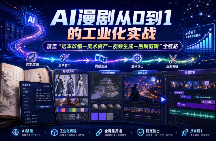 AI漫剧从0到1的工业化实战，覆盖“选本改编—美术资产—视频生成—后期剪辑”全链路（更新6月）-易工具