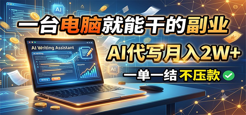 一台电脑就能干的副业,AI代写月入2W+,一单一结不压款-易工具