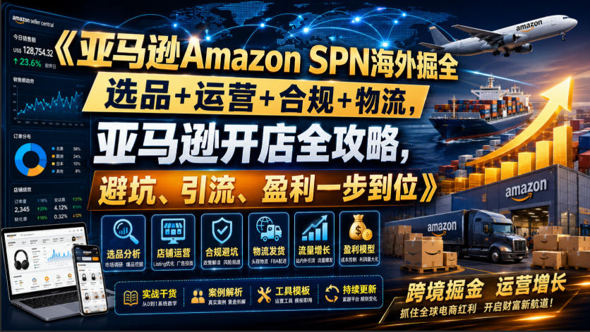 亚马逊Amazon SPN海外掘全,选品+运营+合规+物流,亚马逊开店全攻略,避坑、引流、盈利一步到位 亚马逊Amazon SPN海外掘全,选品+运营+合规+物流,亚马逊开店全攻略,避坑、引流、盈利一步到位