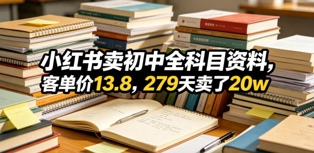 小红书卖初中全科目资料，客单价13.8，279天卖了20w-易工具