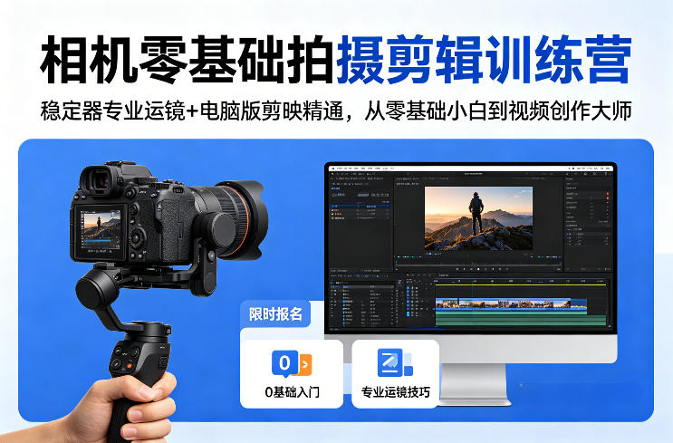 相机零基础拍摄剪辑训练营：稳定器专业运镜+电脑版剪映精通，从零基础小白到视频创作大师-易工具
