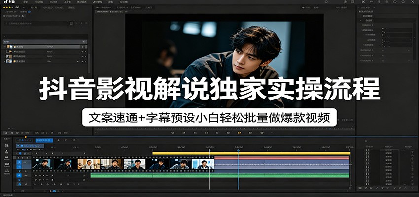 抖音影视解说独家实操流程，文案速通+字幕预设小白轻松批量做爆款视频-易工具