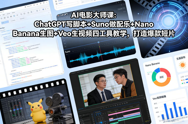 AI电影大师课：ChatGPT写脚本+Suno做配乐+Nano Banana生图+Veo生视频，打造爆款短片-易工具