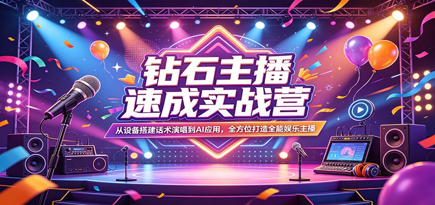 钻石主播速成实战营：从设备搭建话术演唱到AI应用，全方位打造全能娱乐主播-易工具