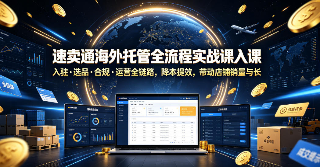 速卖通海外托管全流程实战课入驻・选品・合规・运营全链路,降本提效,带动店铺销量与收益增长-易工具