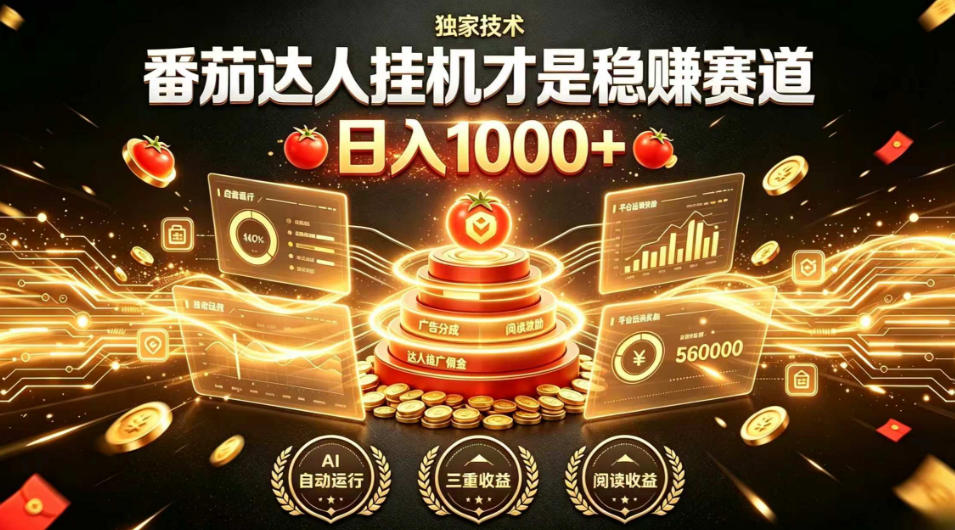 别再瞎找副业！番茄达人挂G才是稳賺赛道，日入1000+，全程傻瓜式操作，可矩阵放大【揭秘】-易工具