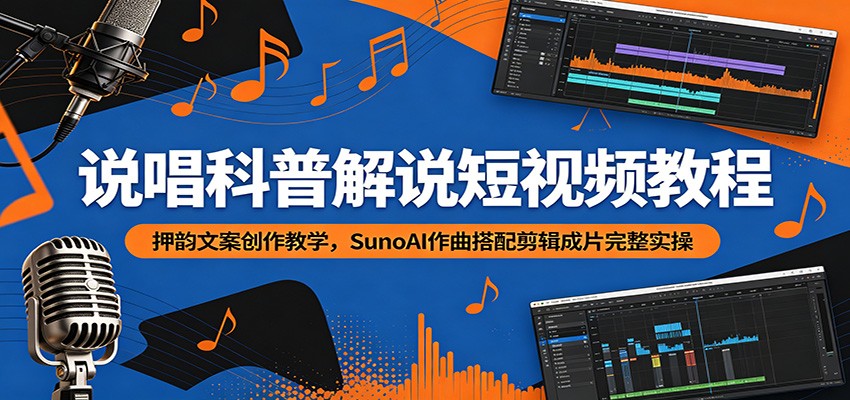 说唱科普解说短视频教程:押韵文案创作教学,SunoAI作曲搭配剪辑成片完整实操-易工具