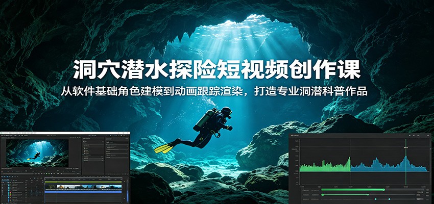 洞穴潜水探险短视频创作课：从软件基础角色建模到动画跟踪渲染，打造专业洞潜科普作品-易工具
