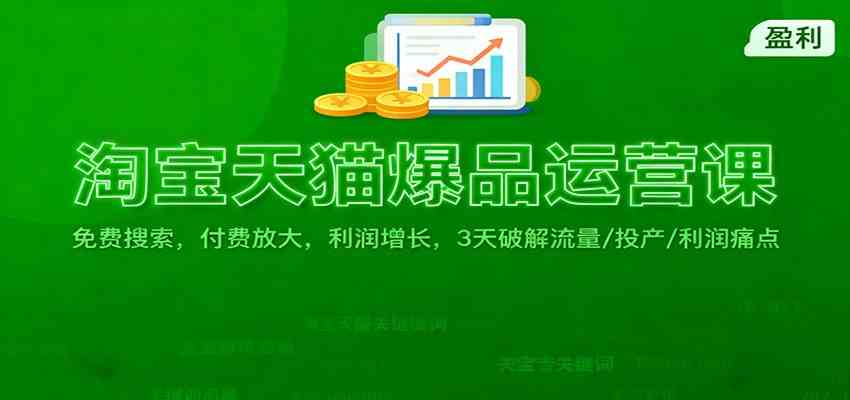 淘宝天猫爆品运营课:免费搜索,付费放大,利润增长,3 天破解流量/ 投产/利润痛点-易工具
