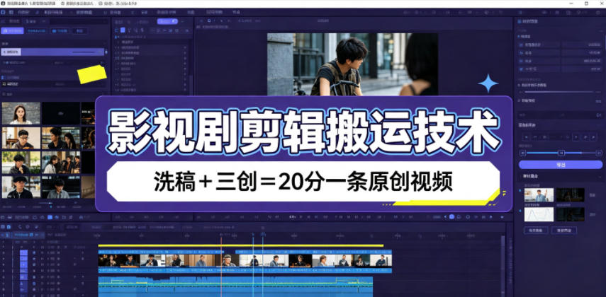 影视剧剪辑搬运技术,洗稿+三创=20分一条原创视频-易工具
