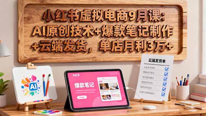 图片[1]-（16287期）小红书虚拟电商9月课：AI原创技术+爆款笔记制作+云端发货，单店月利3万+-易工具