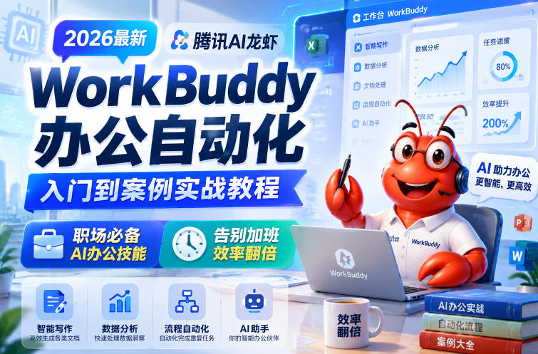 2026最新腾讯AI龙虾WorkBuddy办公自动化入门到案例实战教程，职场必备AI办公技能，告别加班，效率翻倍-易工具