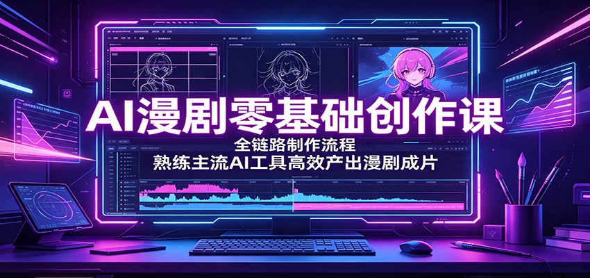 AI漫剧零基础创作课：全链路制作流程，熟练主流AI工具高效产出漫剧成片-易工具