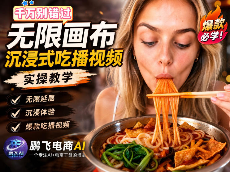保姆级教程｜用AI无线画布做沉浸式吃播，3步直接出片，无线画布工作流，操作简单好上手-易工具