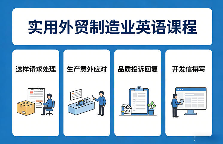 实用外贸制造业英语课程，教你专业处理送样请求、应对生产意外、回复品质投诉、撰写开发信等-易工具
