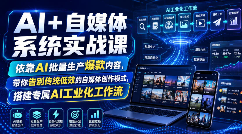 AI+自媒体系统实战课,依靠AI批量生产爆款内容,带你告别传统低效的自媒体创作模式,搭建专属AI工业化工作流-易工具