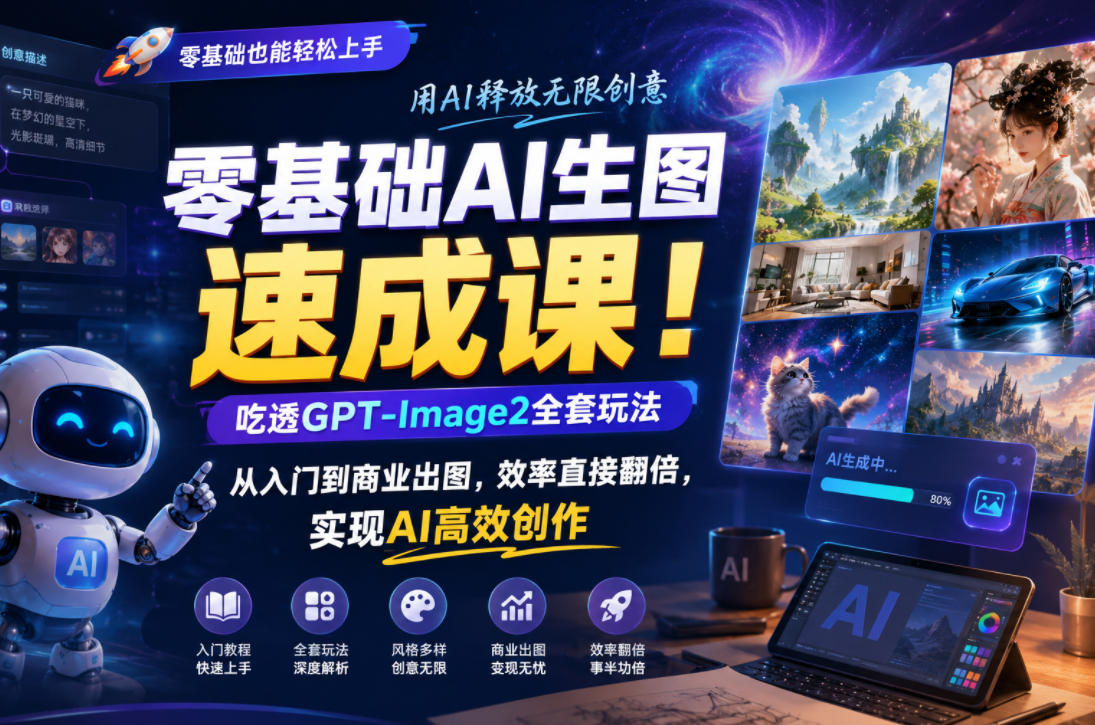 零基础AI生图速成课！吃透GPT-Image2全套玩法，从入门到商业出图，效率直接翻倍，实现AI高效创作-易工具