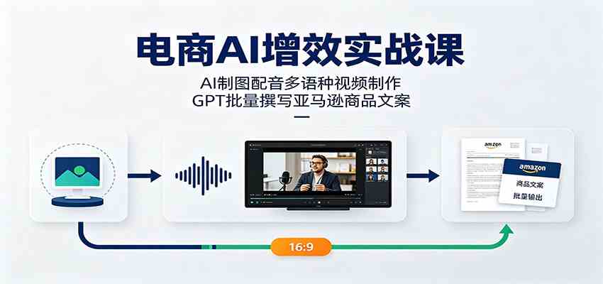 电商AI增效实战课:AI制图配音多语种视频制作,GPT批量撰写亚马逊商品文案 电商AI增效实战课:AI制图配音多语种视频制作,GPT批量撰写亚马逊商品文案