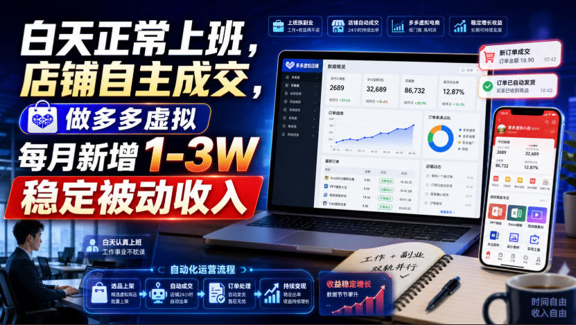 白天正常上班，店铺自主成交，做多多虚拟每月新增1-3W稳定被动收入【揭秘】-易工具