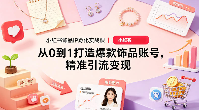 小红书饰品IP孵化实战课｜从0到1打造爆款饰品账号，精准引流变现-易工具