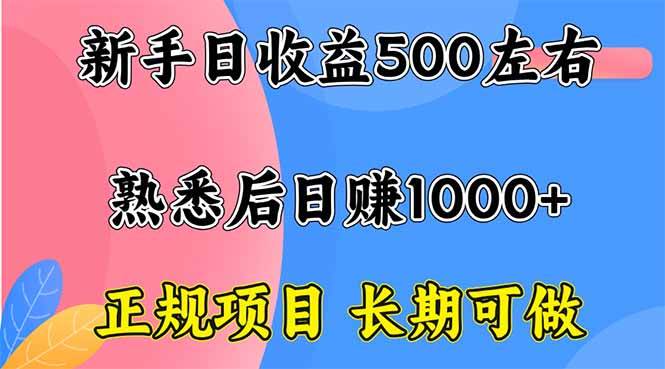 图片[1]-（16132期）新手日收益500+ 正规项目 长期可做-易工具