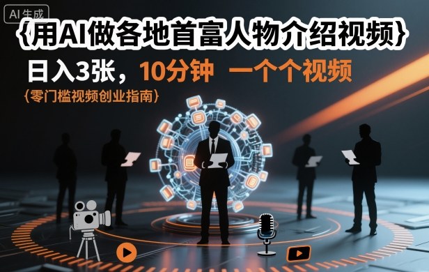 用AI做各地首富人物介绍视频，日入3张，10分钟一个视频-易工具