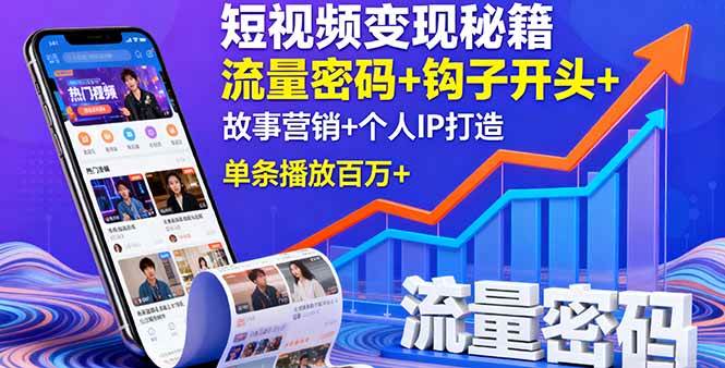 图片[1]-（16079期）短视频变现秘籍，流量密码+钩子开头+故事营销+个人IP打造，单条播放百万+-易工具
