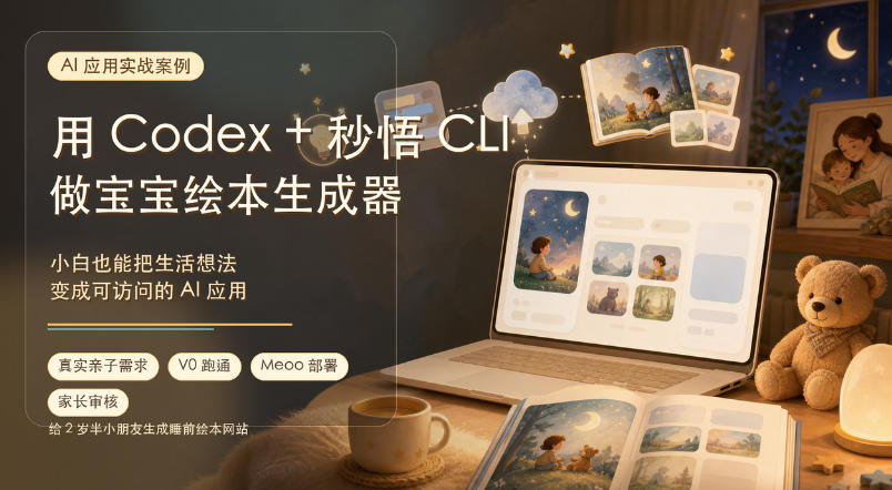 AI应用实战案例，用Codex+秒悟CLl做宝宝绘本生成器，小白也能把生活想法变成可访问的AI应用
