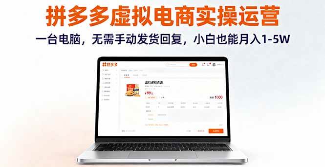 图片[1]-（16138期）拼多多虚拟电商实操运营，一台电脑，无需手动发货回复，小白也能月入1-5W-易工具