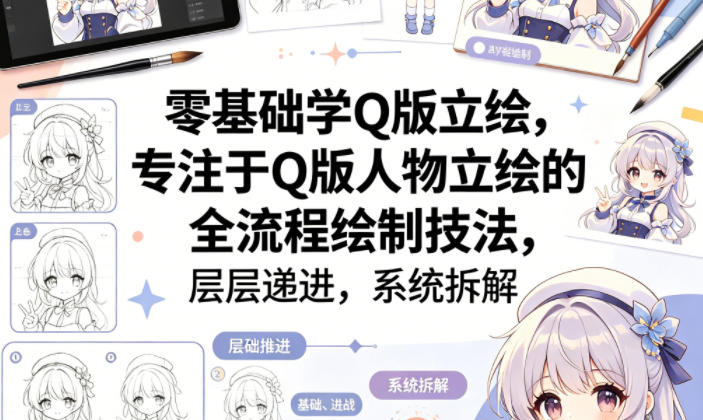 零基础学Q版立绘，专注于Q版人物立绘的全流程绘制技法，层层递进，系统拆解-易工具