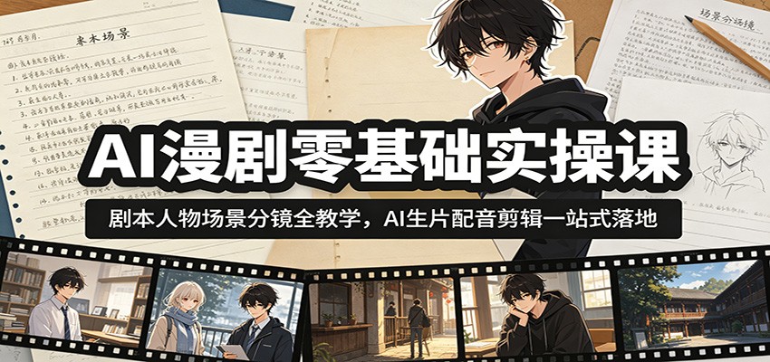 AI漫剧零基础实操课：剧本人物场景分镜全教学，AI生片配音剪辑一站式落地-易工具